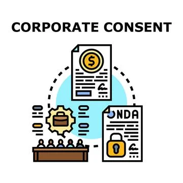 Corporate consent process securing financial and legal agreements Illustrazione stock