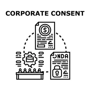 Corporate consent process securing financial and legal agreements Illustrazione stock