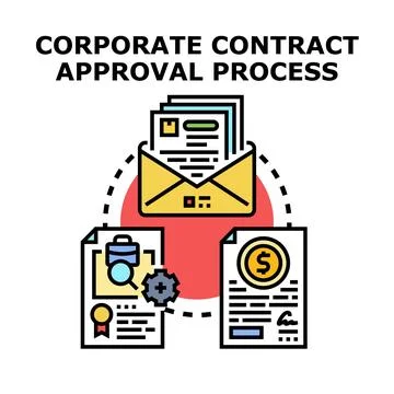 Corporate contract approval workflow document management 库存插图
