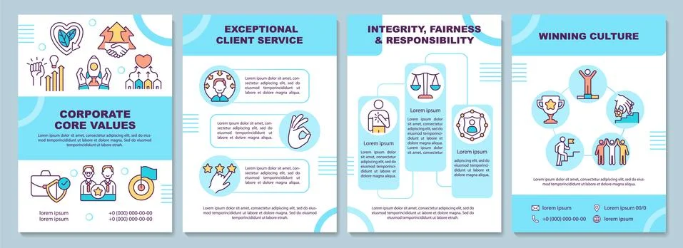 Corporate core values brochure template Illustrazione stock