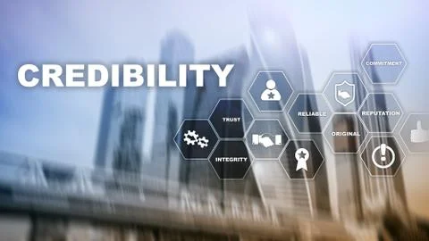 Corporate credibility improvement concept. Multiple exposure, mixed media Photos