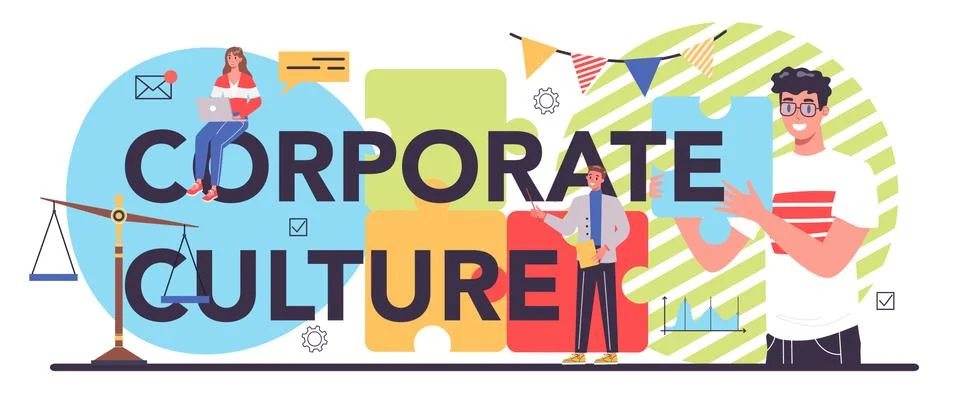Corporate culture typographic header. Corporate relations. Business ethics. Stock Illustration