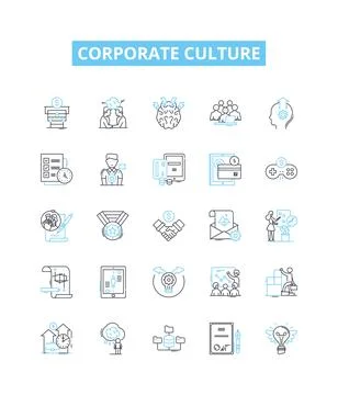 Corporate culture vector line icons set. Business, Professionalism, Respect Stock Illustration