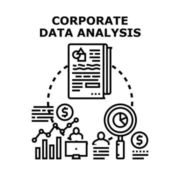 Corporate data analysis for business intelligence and financial reporting Stock Illustration