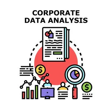 Corporate data analysis for business intelligence and financial reporting Stock Illustration