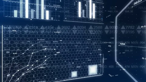 Corporate Data Analysis on dark blue background  Stock Footage 96814146