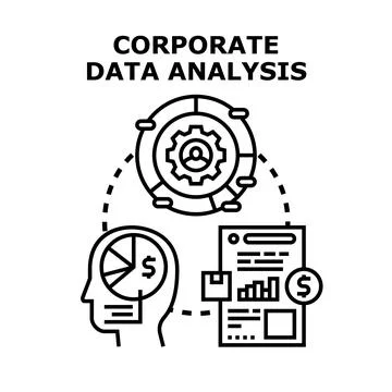 Corporate data analysis optimizing business intelligence strategy Stock Illustration