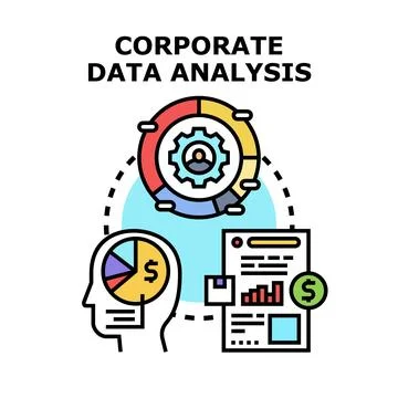 Corporate data analysis optimizing business intelligence strategy Stock Illustration
