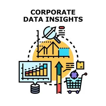 Corporate data insights business data analysis processing Stock Illustration