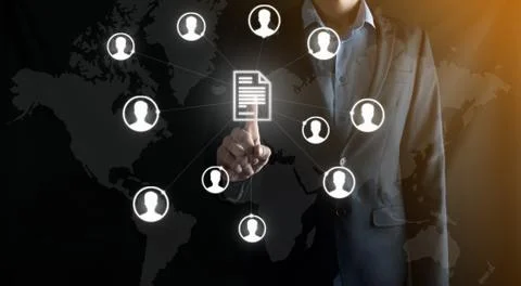 Corporate data management system DMS and document management system with priv Stock Photos