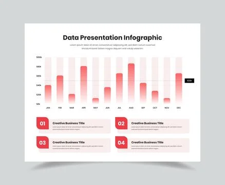 Corporate Data Presentation Infographic Slide Template with Text Highlights Stock Illustration