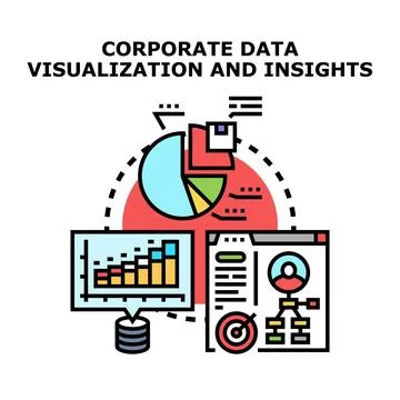 Corporate data visualization with analytical dashboard and charts Stockillustratie