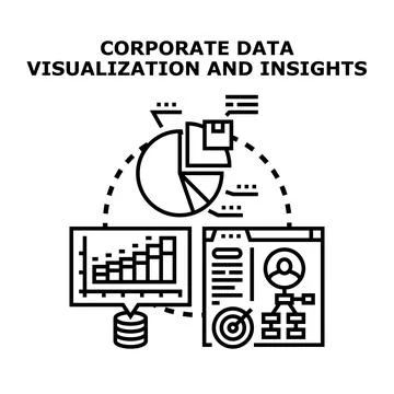 Corporate data visualization with analytical dashboard and charts Stock Illustration