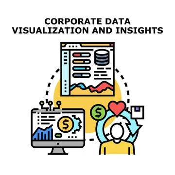 Corporate data visualization and business insights concept Stock Illustration