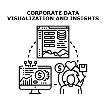 Corporate data visualization and business insights concept Stock Illustration