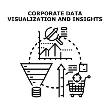Corporate data visualization process providing business insights Stock Illustration