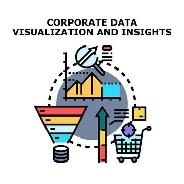 Corporate data visualization process providing business insights Stock Illustration