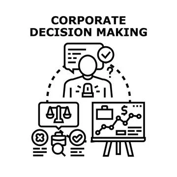 Corporate decision making process evaluating business strategy Stockillustratie