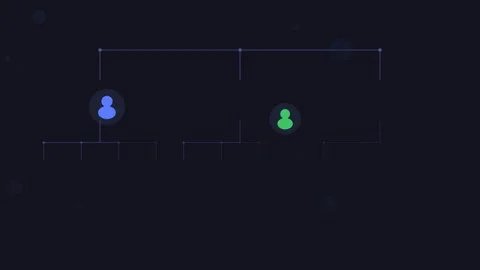 Corporate dept columns org chart. Flat design, dark mode Stock Footage 342621841