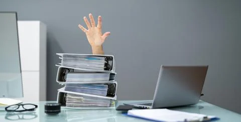 Corporate Desk Document Overload Stock Photos