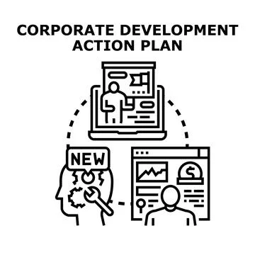 Corporate development action plan creating business strategy 库存插图