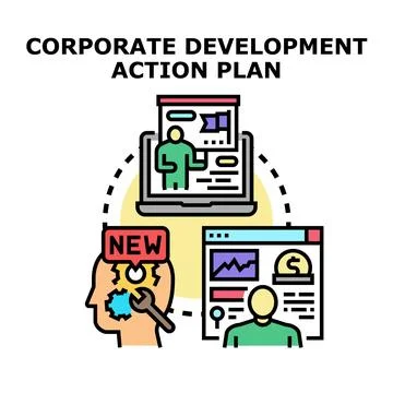 Corporate development action plan creating business strategy Illustrazione stock