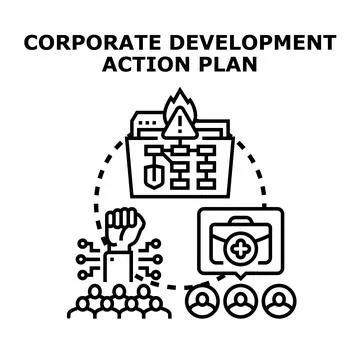Corporate development action plan problem solving strategy Stock Illustration