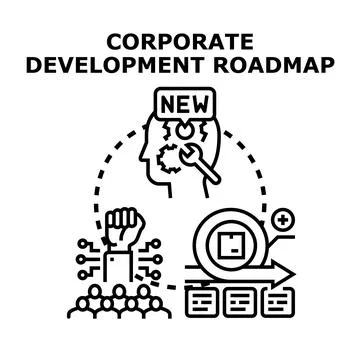 Corporate development roadmap with innovation and teamwork Stock Illustration