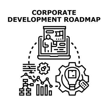 Corporate development roadmap strategy planning progress goals Stock Illustration