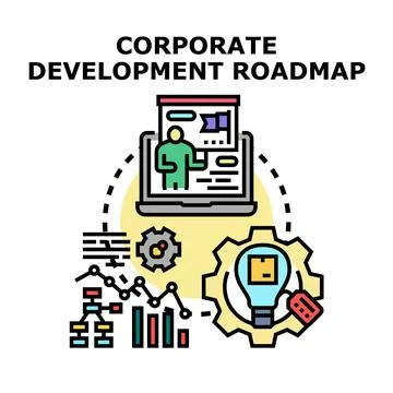Corporate development roadmap strategy planning progress goals Stock Illustration