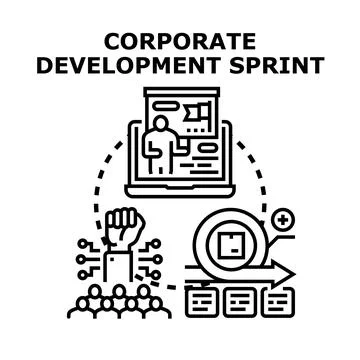 Corporate development sprint implementing agile team collaboration Illustrazione stock