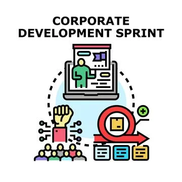Corporate development sprint implementing agile team collaboration Illustrazione stock