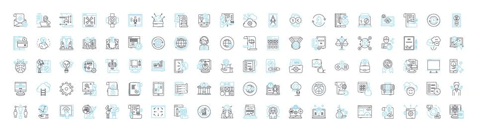 Corporate development vector line icons set. Corporate, development, strategy Stock Illustration