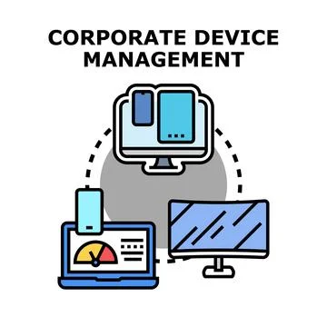 Corporate device management system controlling digital platforms Stock Illustration