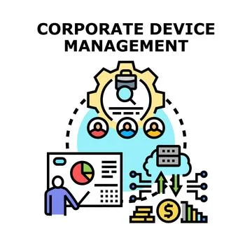 Corporate device management system optimizing business productivity Stock Illustration