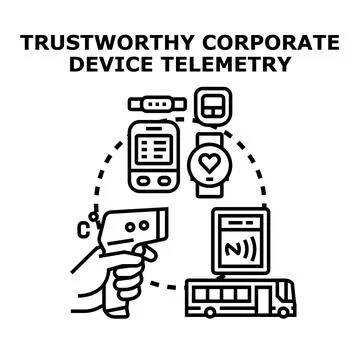 Corporate device telemetry system collecting data Stock Illustration