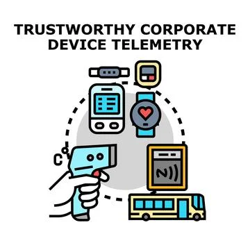 Corporate device telemetry system collecting data Stockillustratie