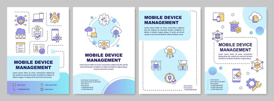 Corporate devices management blue gradient brochure template Illustrazione stock