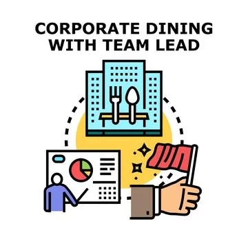 Corporate dining with team lead idea vector Stock Illustration