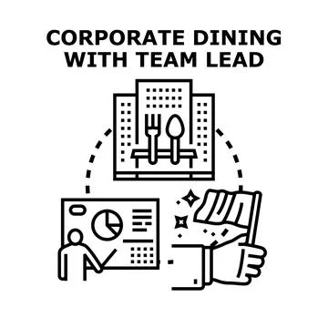 Corporate dining with team lead idea vector Stock Illustration