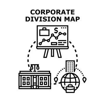 Corporate division map representing business structure Stock Illustration