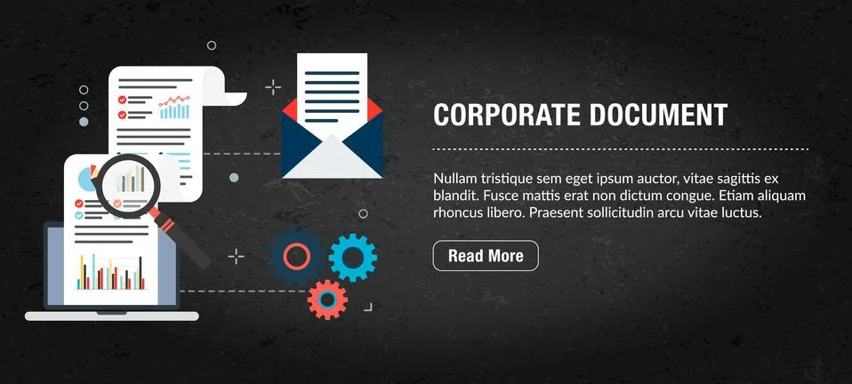 Corporate document concept banner for internet. Stock Illustration