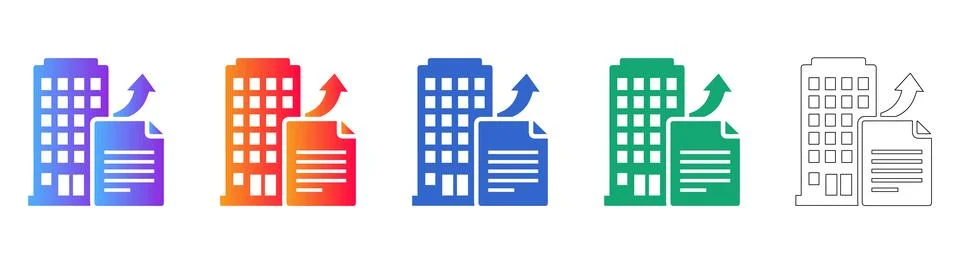 Corporate Document Upload Icon Set Stock Illustration
