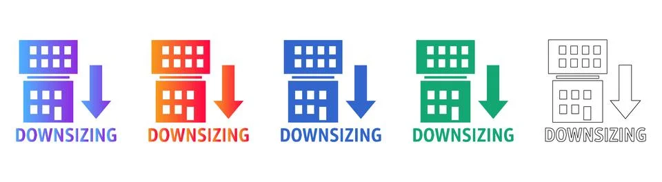 Corporate Downsizing Office Building Icon Stock Illustration