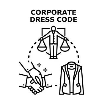 Corporate dress code concept balancing professionalism and work etiquette Stock Illustration