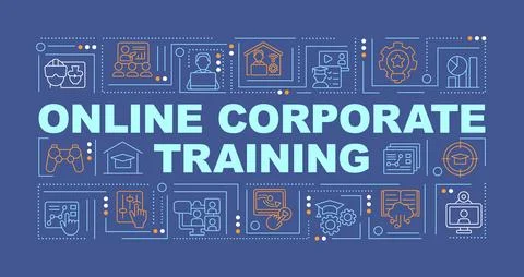 Corporate e training program word concepts dark blue banner Stock Illustration