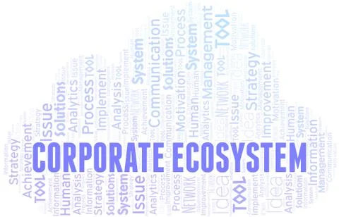 Corporate Ecosystem typography vector word cloud. Stock Illustration