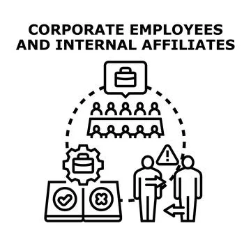 Corporate employees team working internal affiliates concept Stock Illustration