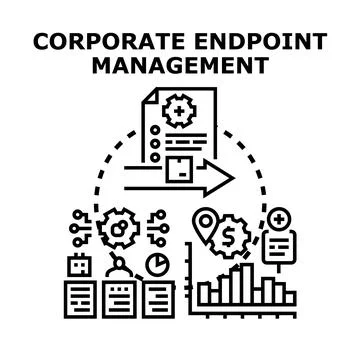 Corporate endpoint management system protecting data and network infrastructu Ilustração Stock