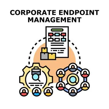 Corporate endpoint management system protecting data network 스톡 일러스트